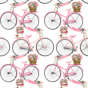 White Flower Bicycles from 3 Wishes  Fabric - StoryQuilts.com
