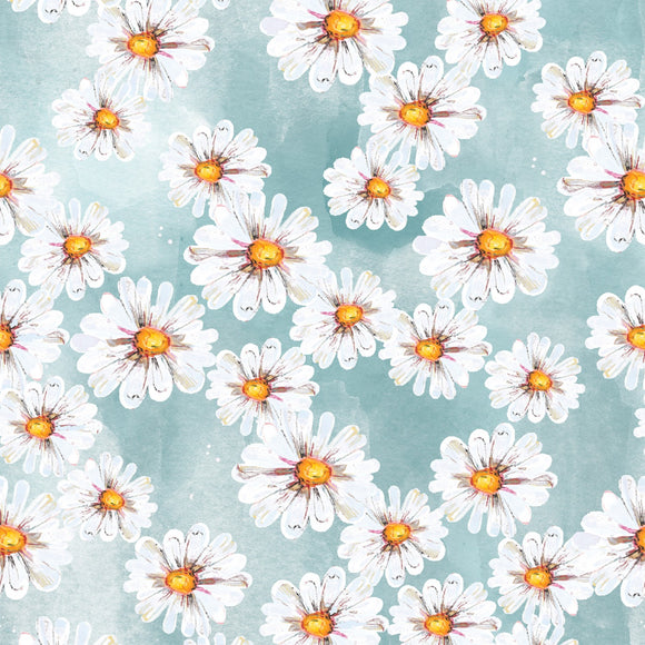Blue Daisy Bunch from 3 Wishes,  sold in half yard increments