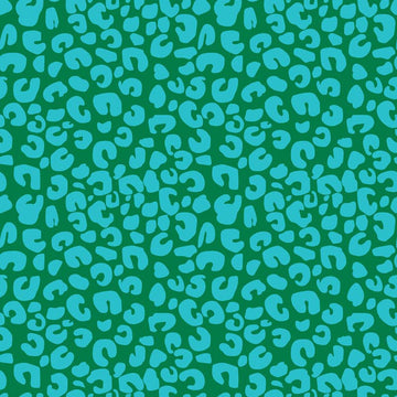 Happy Camper - Wu Leopard - Teal  Fabric - StoryQuilts.com