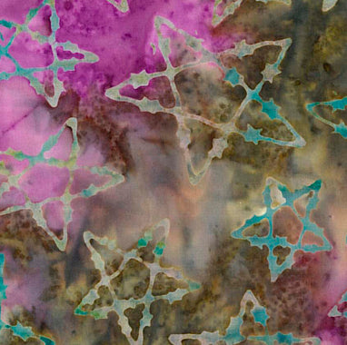 Western Batik Quilt Fabric Mossy and Red Violet with Teal Barbed Star  Fabric - StoryQuilts.com