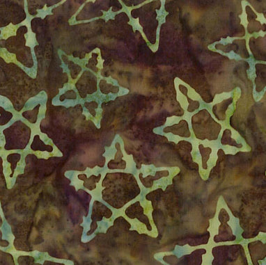 Western Batik Quilt Fabric Brown and Sage Barbed Star  Fabric - StoryQuilts.com