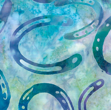 Western Batik Quilt Fabric  Lilac Mist with Teal Purple Horseshoes  Fabric - StoryQuilts.com