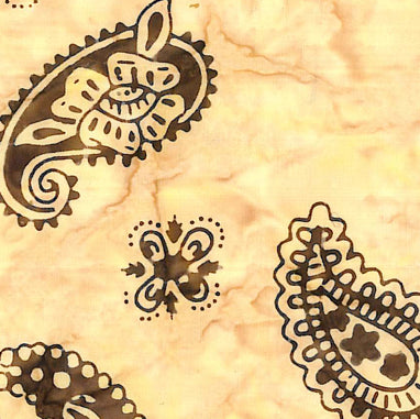 Western Batik Quilt Fabric Buttermilk with Brown Paisley  Fabric - StoryQuilts.com