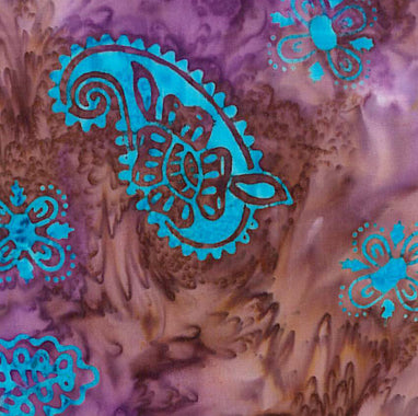 Western Batik Quilt Fabric Brown Plum and Turquoise Paisley  Fabric - StoryQuilts.com