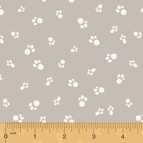 Catnip Grey Cat Paws  Fabric - StoryQuilts.com