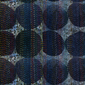Curiosity Blue Circles and Rainbow Dots Fabric  Fabric - StoryQuilts.com