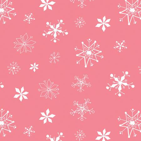 Dark Pink Snowflakes  Fabric - StoryQuilts.com