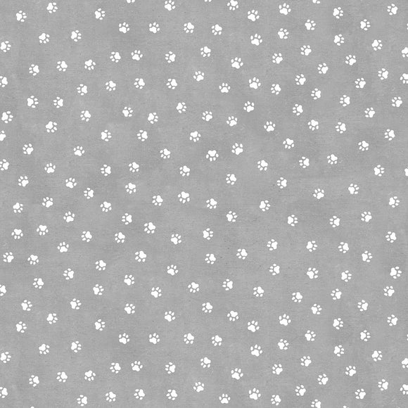 Grey Paw Prints from Wilmington Prints,  comes in 1/2 yard increments