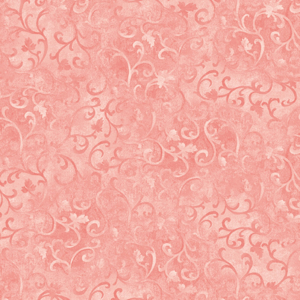 New Pink Scroll  Fabric - StoryQuilts.com