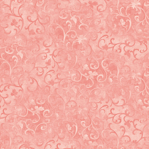 New Pink Scroll  Fabric - StoryQuilts.com