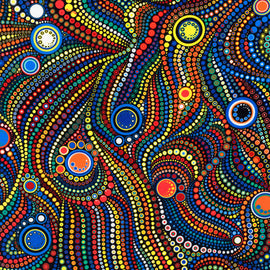 Effervescence Caribbean Circles & Dots  Fabric - StoryQuilts.com