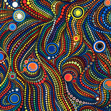 Effervescence Caribbean Circles & Dots  Fabric - StoryQuilts.com
