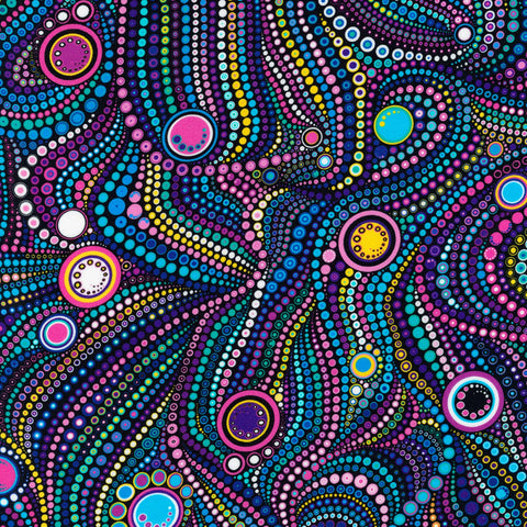 Effervescence Mardi Gras Circles & Dots  Fabric - StoryQuilts.com