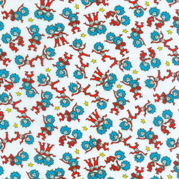 Thing One Two White from A Little Dr. Seuss Collection,  sold in 1/2 yard increments  Fabric - StoryQuilts.com