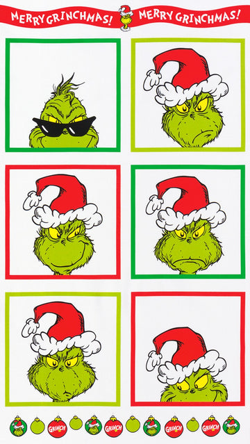 Grinch Panel Holiday Dr. Seuss  Fabric - StoryQuilts.com