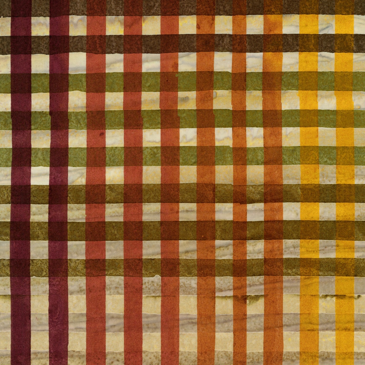 Redwood Hand Painted Gingham Batik  Fabric - StoryQuilts.com