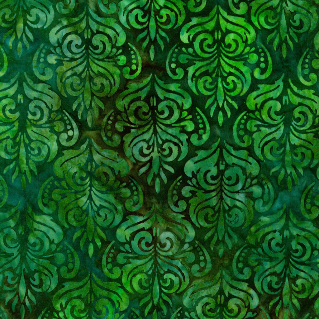 Robert Kaufman Rosette Artisan Batiks Green Florentine Damask  Fabric - StoryQuilts.com