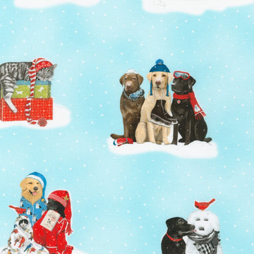 Dog Christmas Presents Blue - Holly Jolly Christmas,  sold in 1/2 yard increments