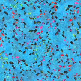Blue Branch Leaves - from Venice by Robert Kaufman,  sold in 1/2 yard increments