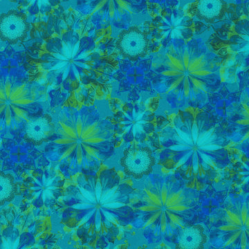 Teal Flowers - from Venice by Robert Kaufman  Fabric - StoryQuilts.com