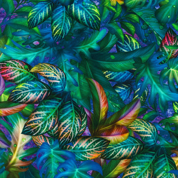 Leaves Midnight Purple Fantastic Forest,  sold in 1/2 yard increments  Fabric - StoryQuilts.com