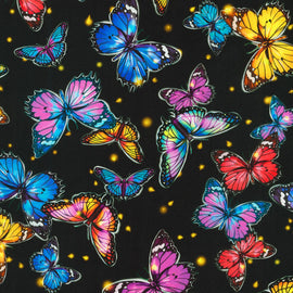 Butterflies with Black Background - Fantastic Forest,  sold in 1/2 yard increments