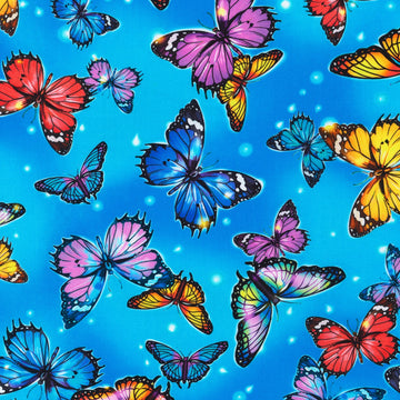 Butterflies Turquoise,  sold in 1/2 yard increments