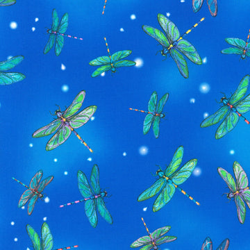 Dragonflies Sapphire,  sold in 2/2 yard increments  Fabric - StoryQuilts.com