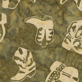 Western Batik Quilt Fabric Taupe and Creme Cowboy Boots  Fabric - StoryQuilts.com
