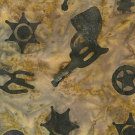Western Batik Quilt Fabric Sage Green and Soft Brown Sheriffs Print  Fabric - StoryQuilts.com