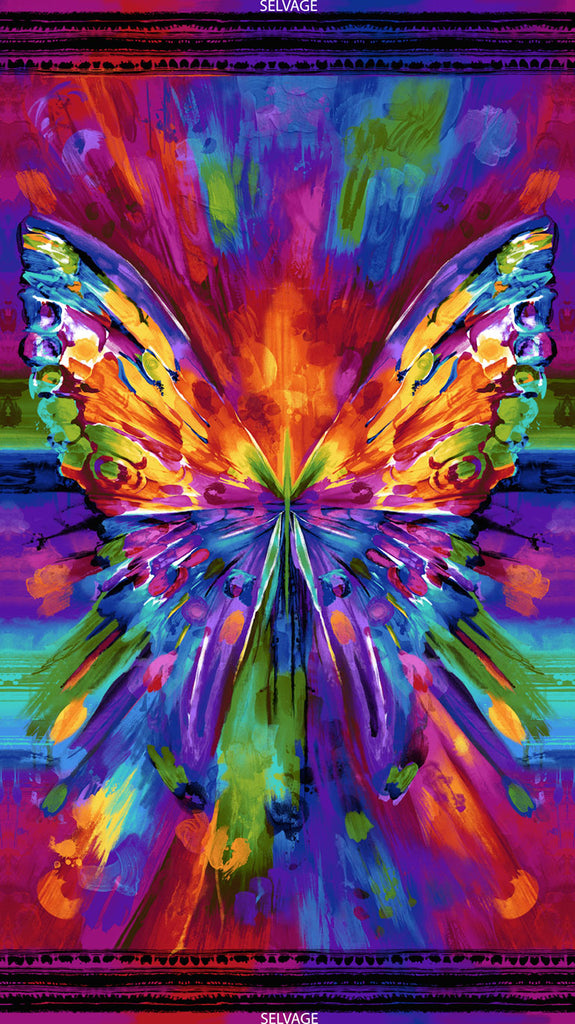 Awaken - Abstract Butterfly Panel  Fabric - StoryQuilts.com