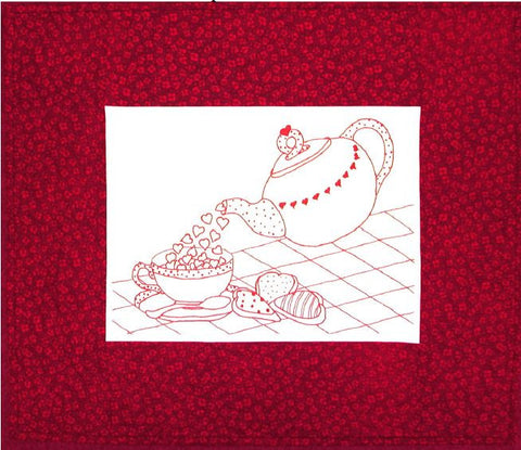 A cup of Love - Redwork  Pattern - StoryQuilts.com