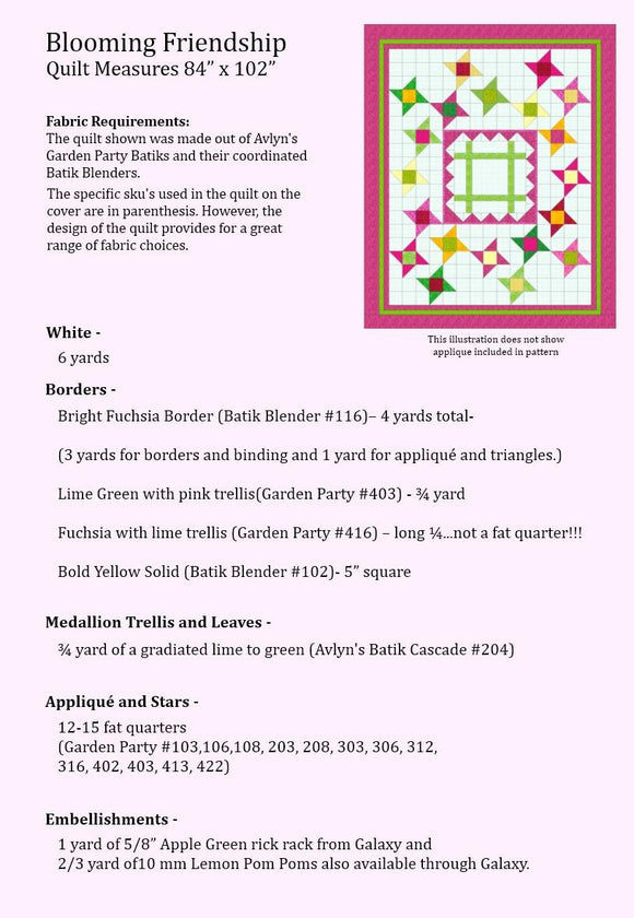 Blooming Friendship  Pattern - StoryQuilts.com