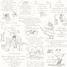 Be Mine Valentine Greetings Gray 1/2 yard cut