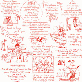 Be Mine Valentine Greetings Red 1/2 yard cut