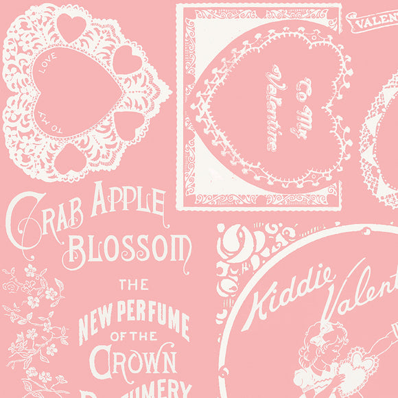 Be Mine Valentine Frames Pink 1/2 yard cut