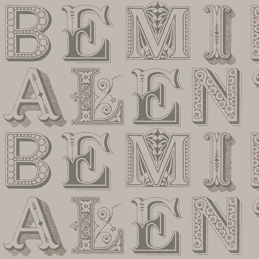 Be Mine Valentine Love Letters Gray  1/2 yard cut