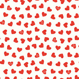 Be Mine Valentine Candy Hearts White  1/2 yard cut