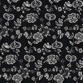 Be Mine Valentine Hearts And Flowers - Black  1/2 yard cut