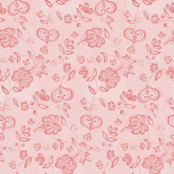 Be Mine Valentine Hearts And Flowers - Blush 1/2 yard cut  Fabric - StoryQuilts.com