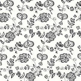 Be Mine Valentine Hearts And Flowers - White 1/2 yard cut