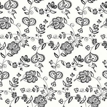 Be Mine Valentine Hearts And Flowers - White 1/2 yard cut