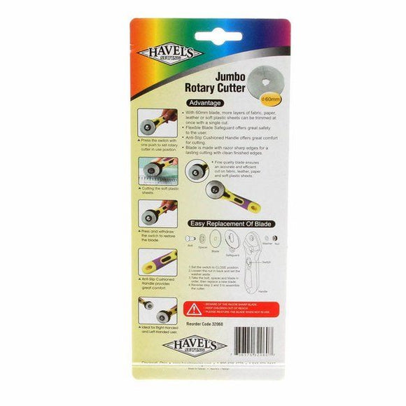 60mm Jumbo Rotary Cutter - Havels  Notion - StoryQuilts.com