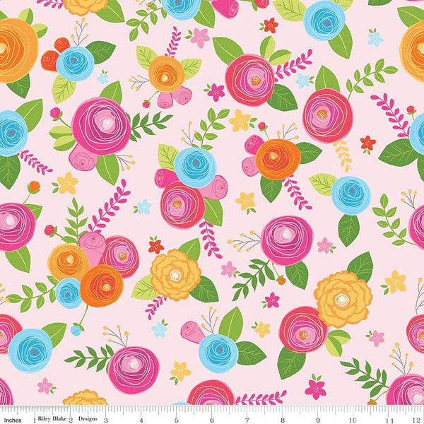 Simply Happy Main Pink  Fabric - StoryQuilts.com