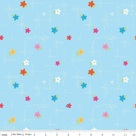 Simply Happy Dash Blue  Fabric - StoryQuilts.com