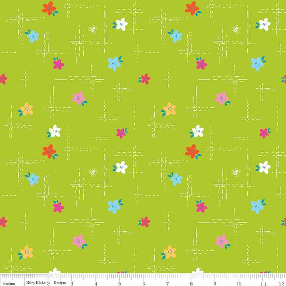 Simply Happy Dash Lime  Fabric - StoryQuilts.com