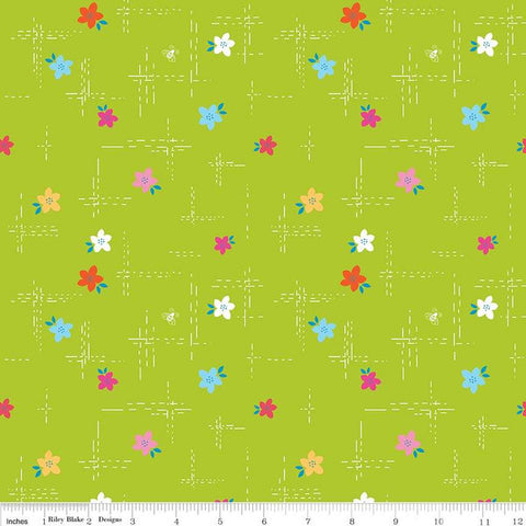 Simply Happy Dash Lime  Fabric - StoryQuilts.com