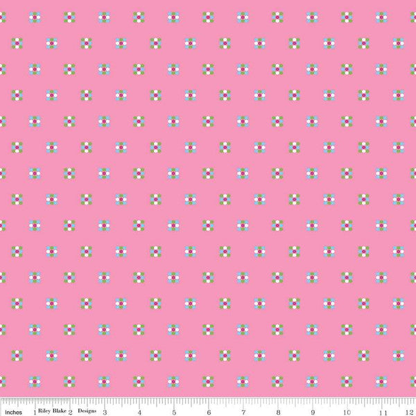 Simply Happy Honeycomb Pink  Fabric - StoryQuilts.com