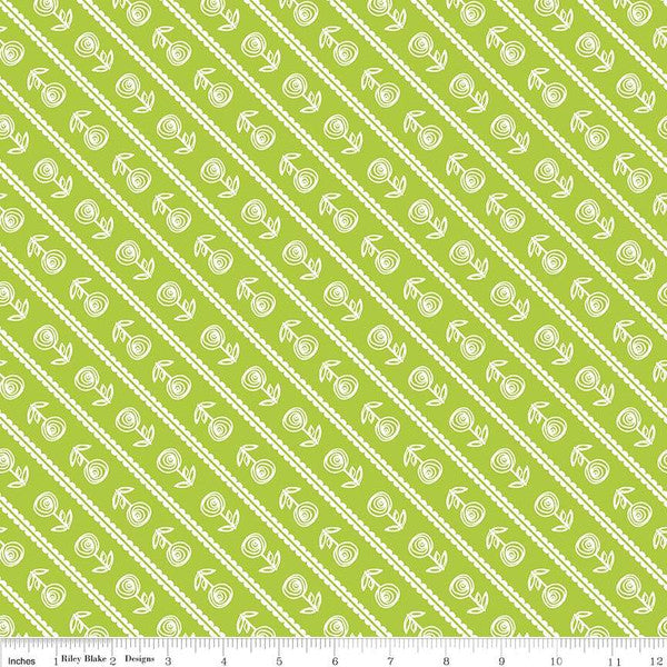 Simply Happy Stripe Lime  Fabric - StoryQuilts.com