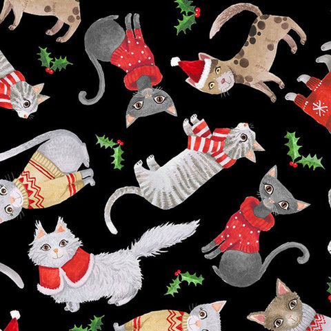 Black Cats In The Christmas Sweaters